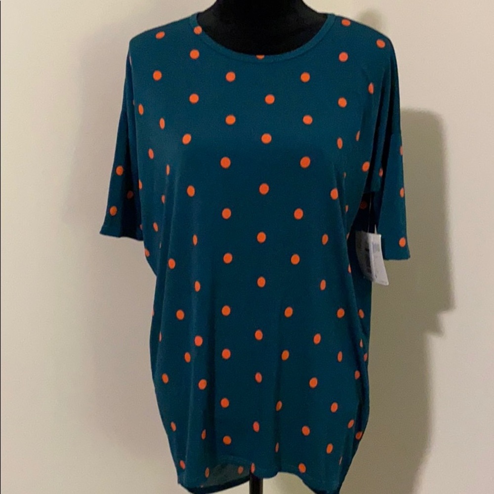NWT Lularoe XXS green orange polka dot s/s top